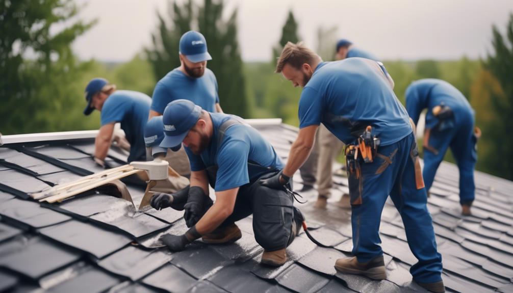 skilled professionals fixing roofs